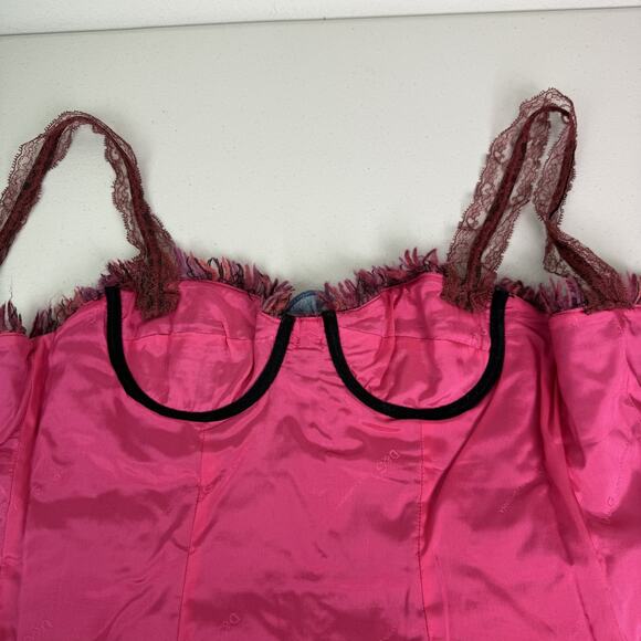 D&G Dolce & Gabbana Bustier Corset Top Wool Pink Multi-Color Tweed Flower Sz S - Picture 9 of 16